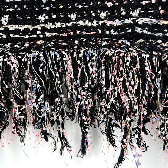 fab'rik Fate Black Multi Color Tweed Fringe Top Size Small - Picture 7 of 11